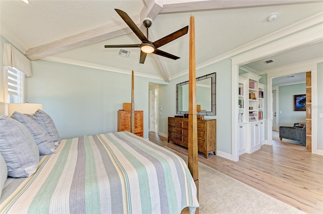 516 Kumquat Dr, Anna Maria, FL 34216 - bedroom featuring light wood finished floors, ornamental molding, and ceiling fan