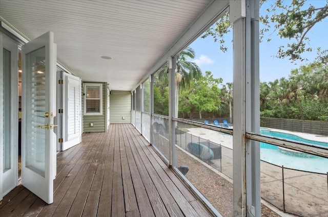 view of unfurnished sunroom