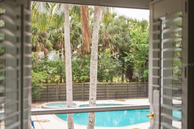 view of pool featuring fence and a fenced in pool