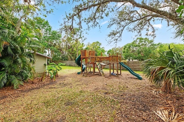 view of play area featuring fence