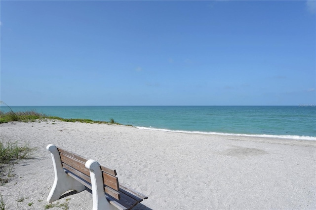 view of water feature featuring a beach view