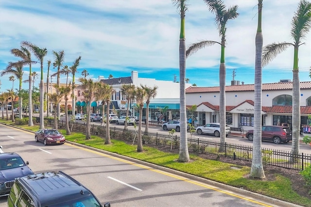 view of road featuring curbs