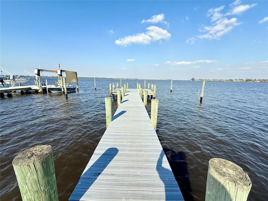 view of dock featuring a water view