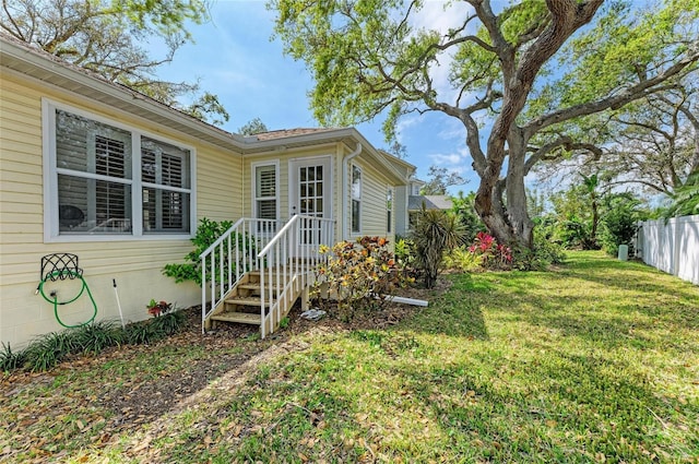 view of yard with fence