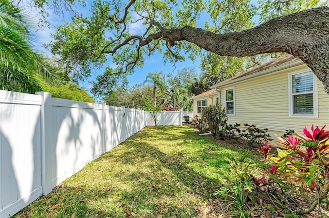 view of yard featuring a fenced backyard