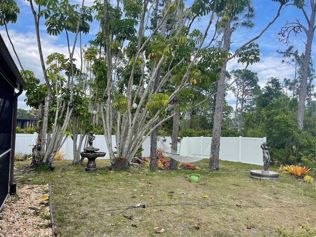 view of yard with a fenced backyard