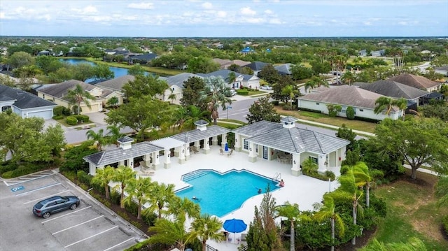 4691 Claremont Park Dr, Bradenton, FL 34211 - aerial perspective of suburban area with a pool area