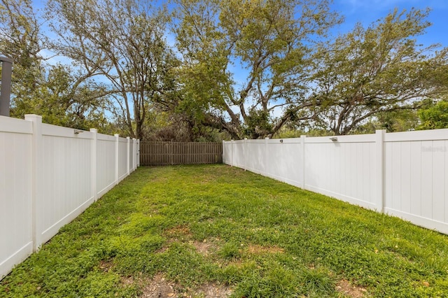 view of yard featuring a fenced backyard