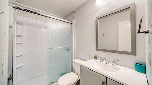 22201 Olean Blvd, Port Charlotte, FL 33952 - bathroom featuring a stall shower, toilet, and vanity