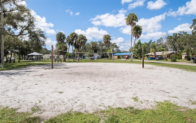 view of property's community featuring volleyball court and a gazebo