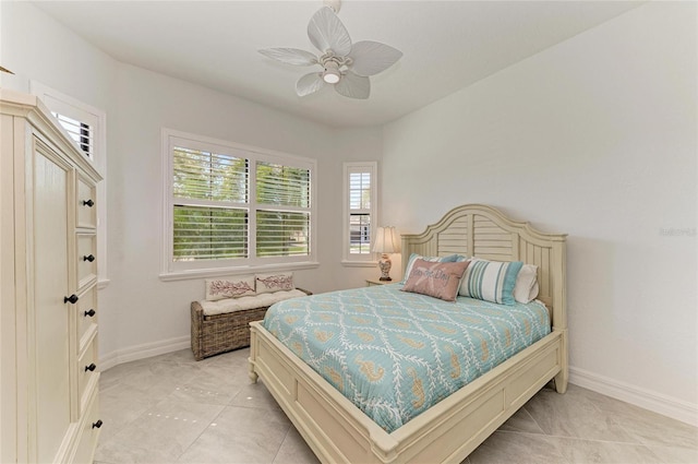 bedroom featuring baseboards and a ceiling fan