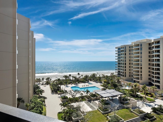 property view of water with a view of the beach