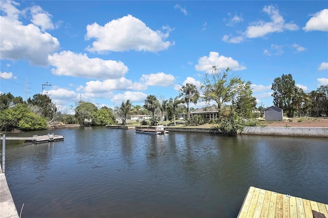 view of dock featuring a water view