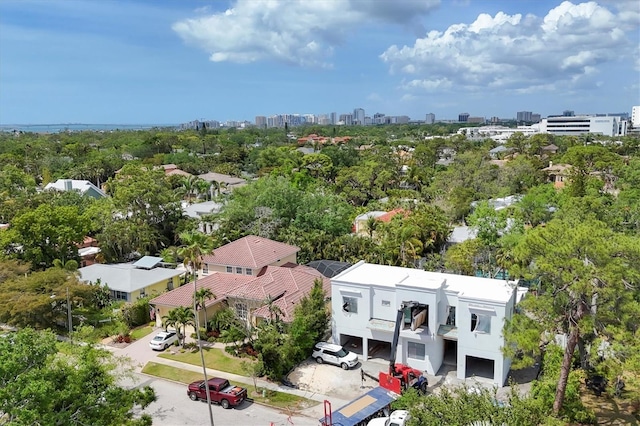 aerial view with a city view