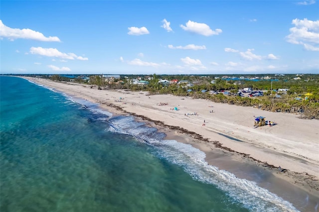 aerial view with a beach view and a water view