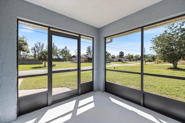 view of unfurnished sunroom