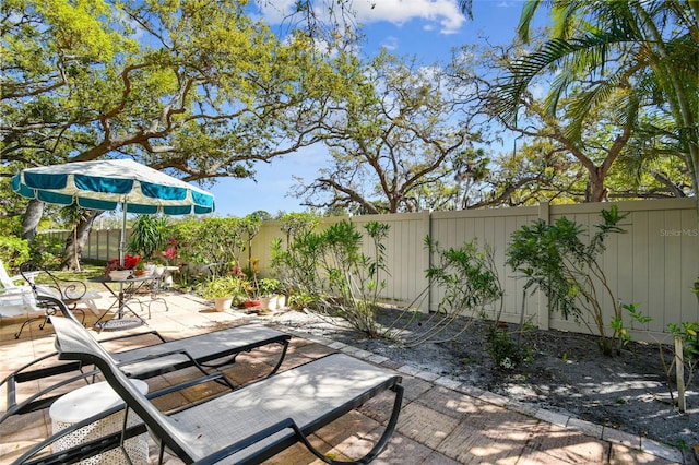 view of patio / terrace featuring a fenced backyard