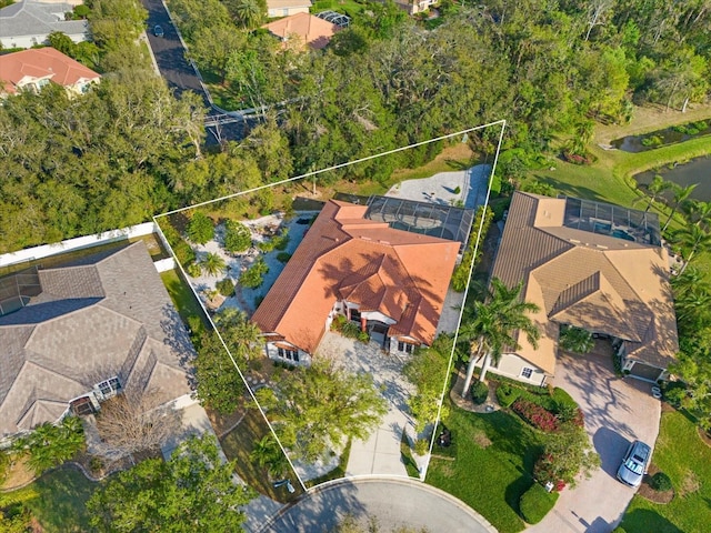 bird's eye view with a residential view