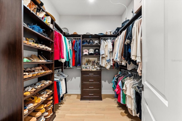 walk in closet featuring wood finished floors