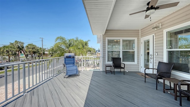 deck featuring a ceiling fan