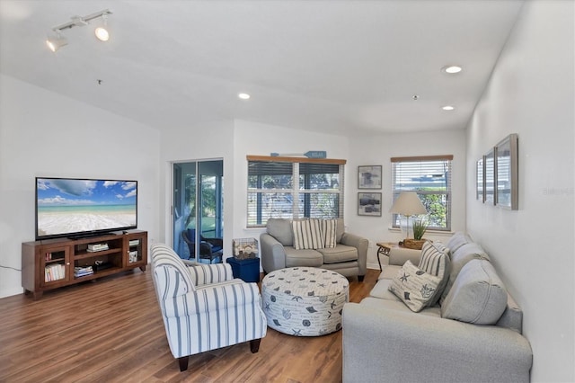 living area featuring recessed lighting and wood finished floors