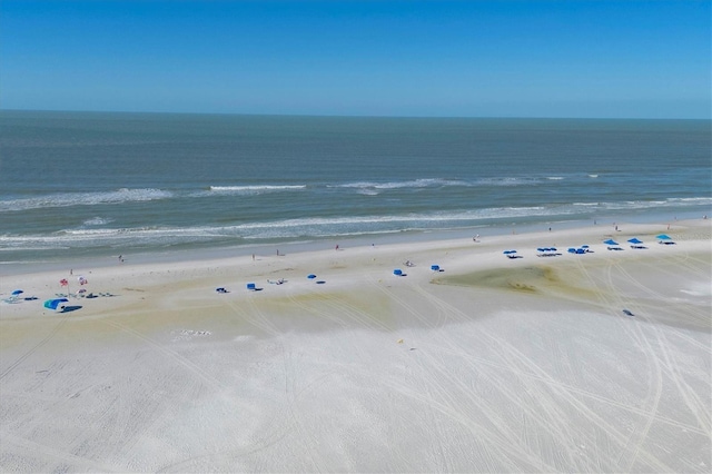 property view of water featuring a beach view