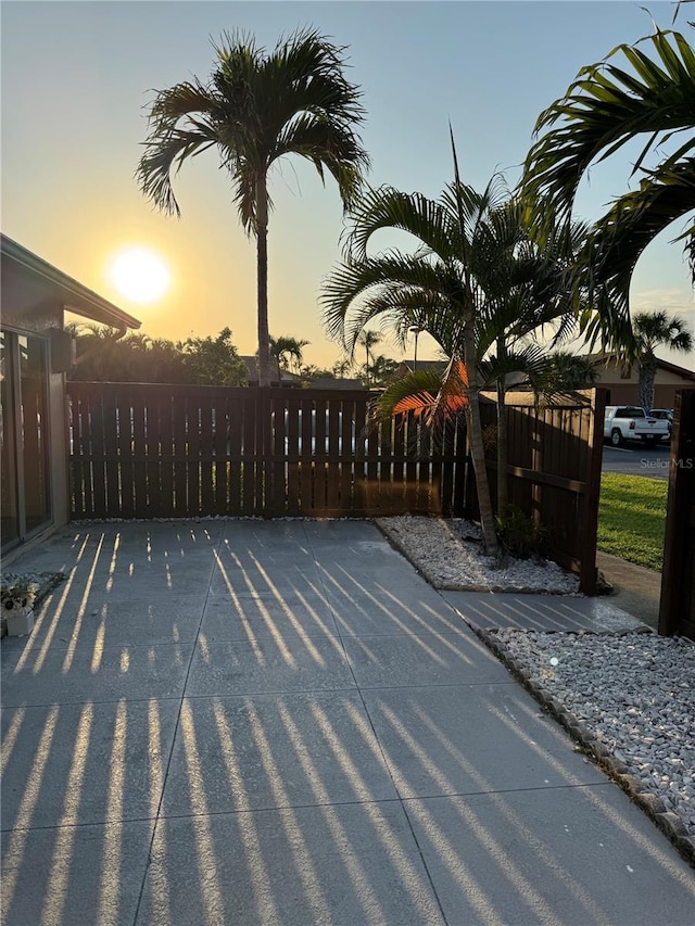 gate at dusk with fence