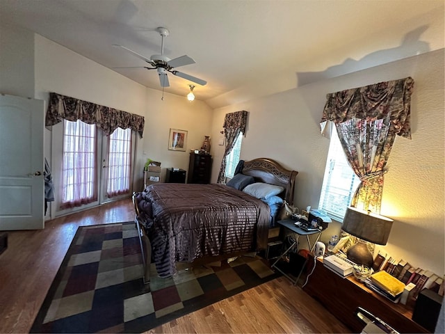 bedroom featuring wood finished floors and ceiling fan