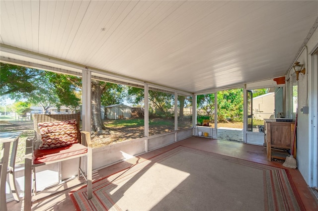 view of unfurnished sunroom