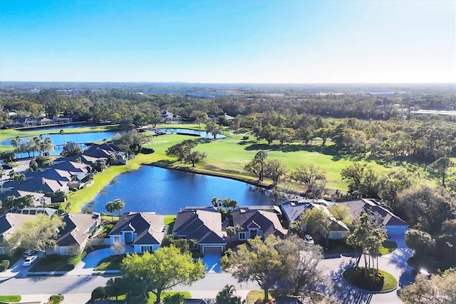 bird's eye view featuring a residential view and a water view