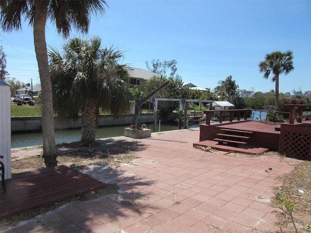 view of patio featuring a wooden deck