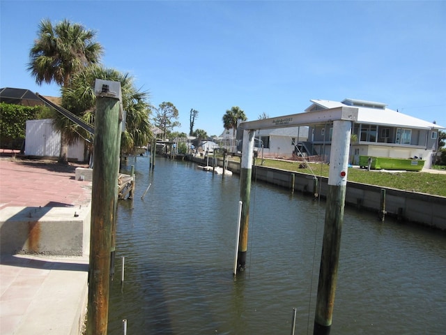 dock area featuring a water view