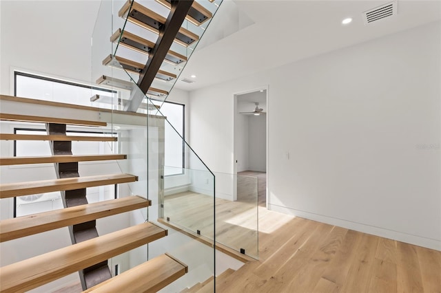 1716 9th St, Sarasota, FL 34236 - staircase with visible vents, recessed lighting, baseboards, and wood finished floors