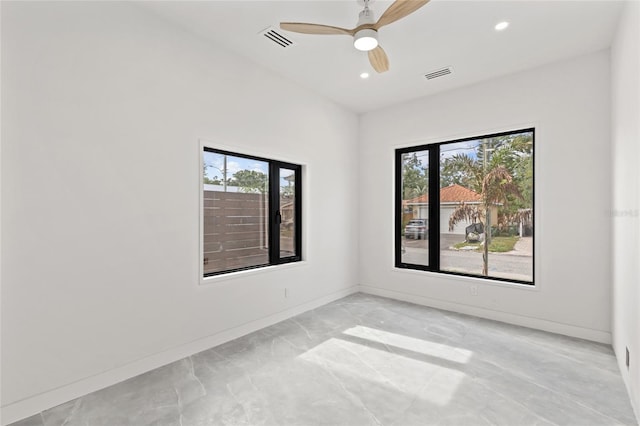 1716 9th St, Sarasota, FL 34236 - empty room featuring recessed lighting, ceiling fan, visible vents, and marble finish floor