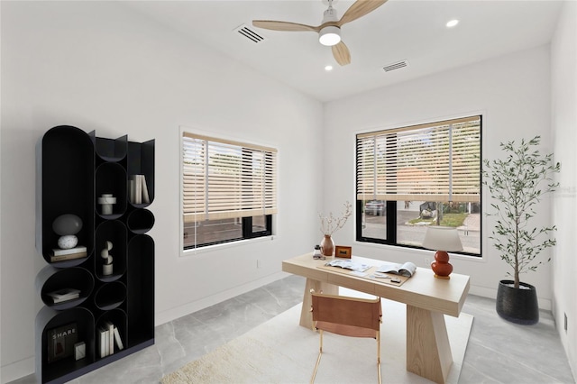 1716 9th St, Sarasota, FL 34236 - office area with recessed lighting, ceiling fan, and visible vents