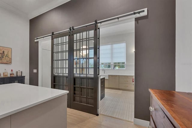 bathroom featuring a sink and ornamental molding