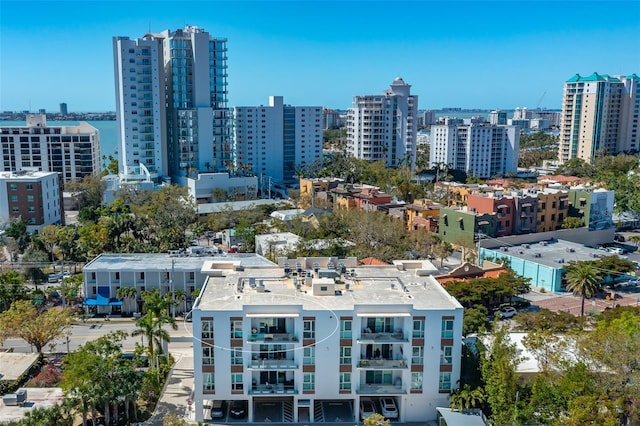 bird's eye view with a city view