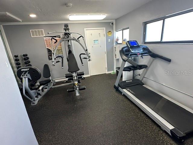 workout room with visible vents