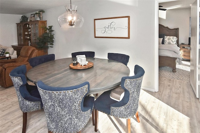 dining space with wood finished floors