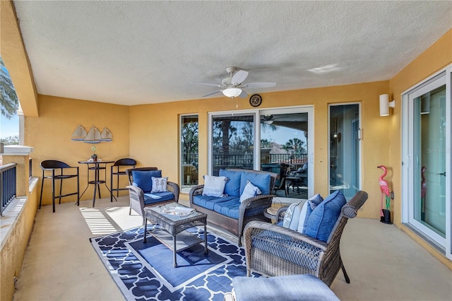 view of patio / terrace featuring outdoor lounge area and a ceiling fan