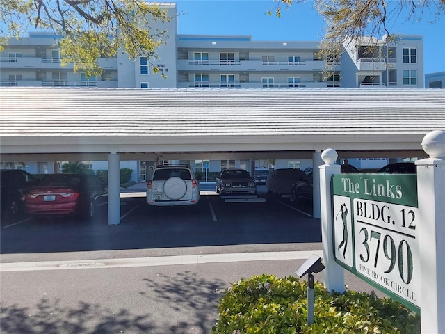 view of covered parking lot