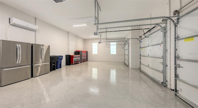 8348 Catamaran Cir, Lakewood Ranch, FL 34202 - garage featuring freestanding refrigerator, a garage door opener, and a wall mounted AC