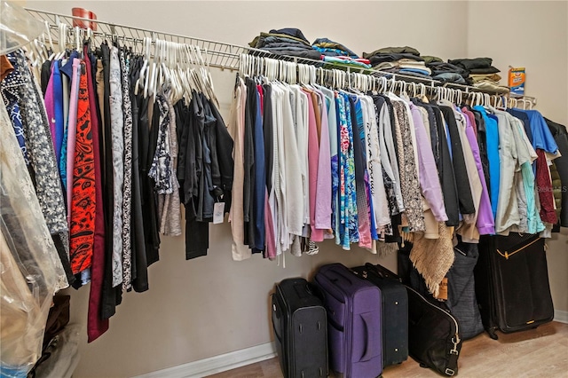 walk in closet featuring wood finished floors