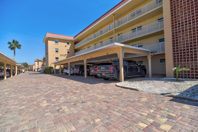 view of covered parking lot