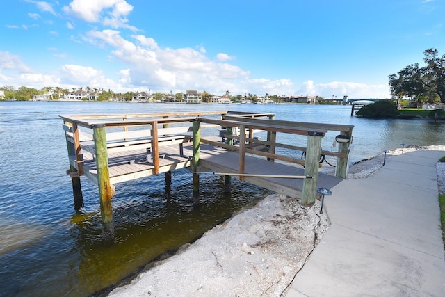 view of dock featuring a water view