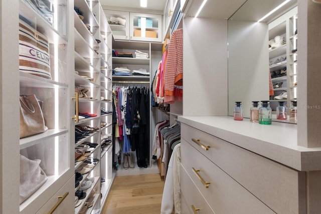 walk in closet featuring light wood-style floors