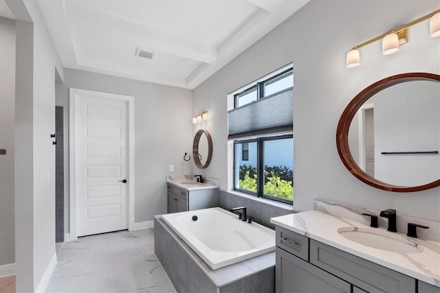 4629 Antrim Dr, Sarasota, FL 34240 - full bathroom featuring a bath, a wealth of natural light, marble finish floor, and a sink