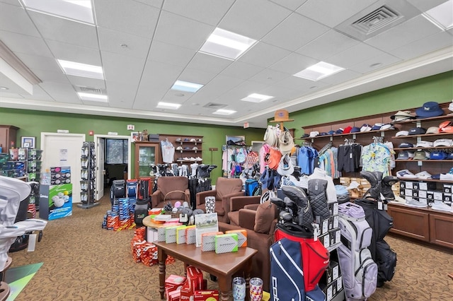 miscellaneous room featuring visible vents and a drop ceiling