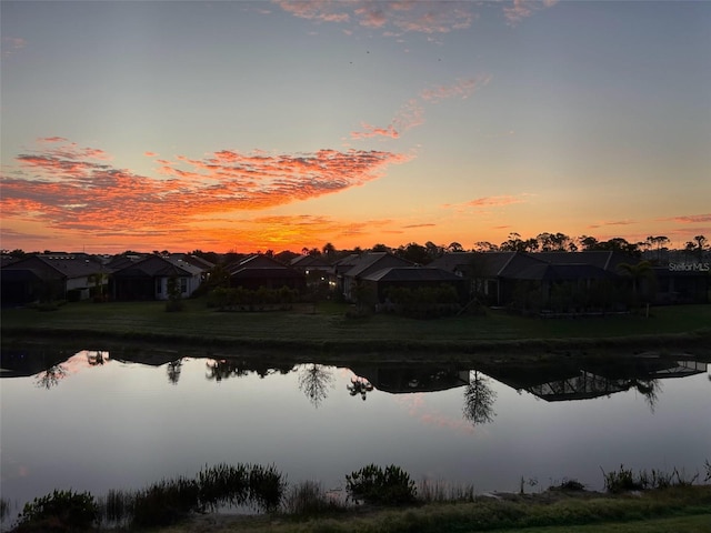 view of water feature with a residential view