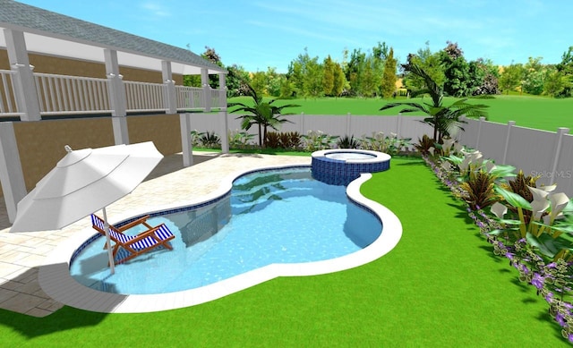 807 S Bay Blvd, Anna Maria, FL 34216 - view of swimming pool with a fenced backyard, a patio, and a pool with connected hot tub